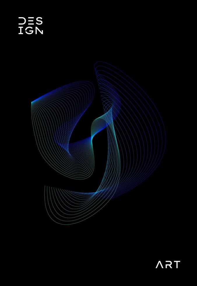 Abstract wavy stripes on black background for design element, wallpaper, Banner, poster, cover layout backdrop, abstract wavy curves pattern template. vector