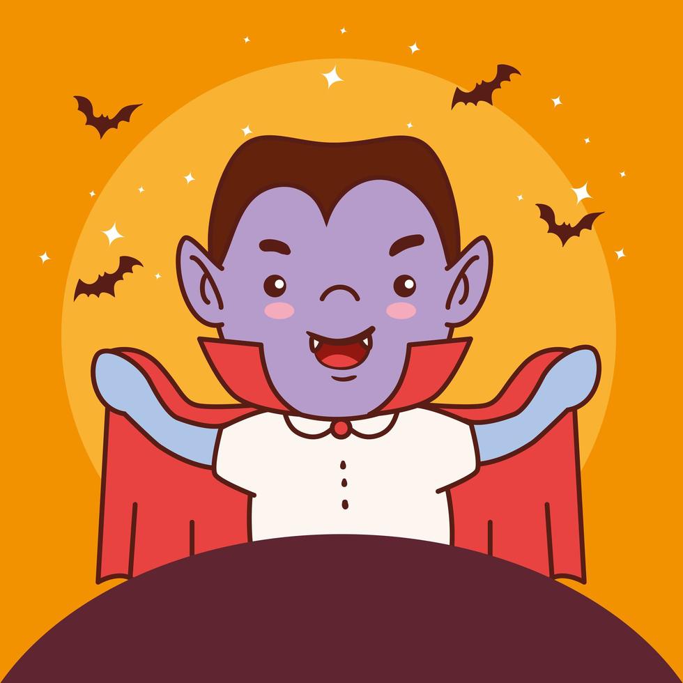 niño disfrazado de vampiro para feliz celebración de halloween vector