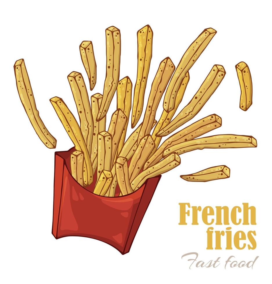 Fast food theme french fries box vector