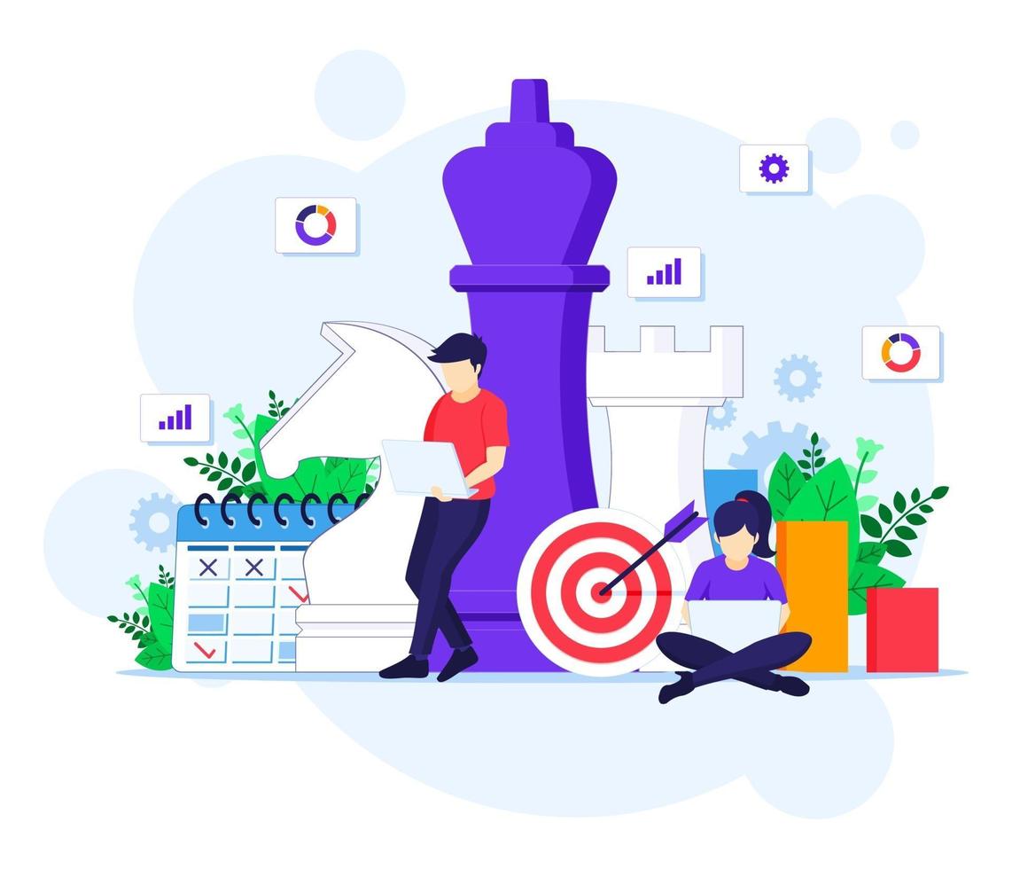 Business strategy concept, People are planning a business strategy concept. vector