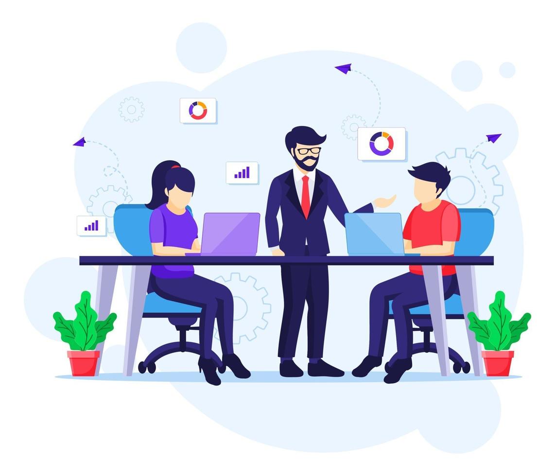 Team work in Co-Working space concept vector