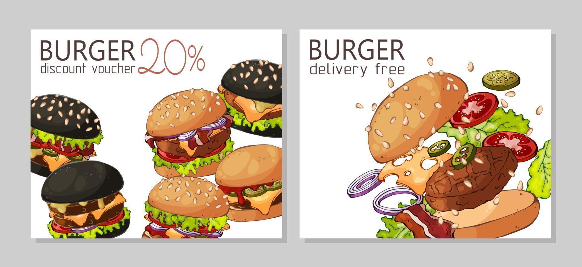 Burger Voucher Set vector