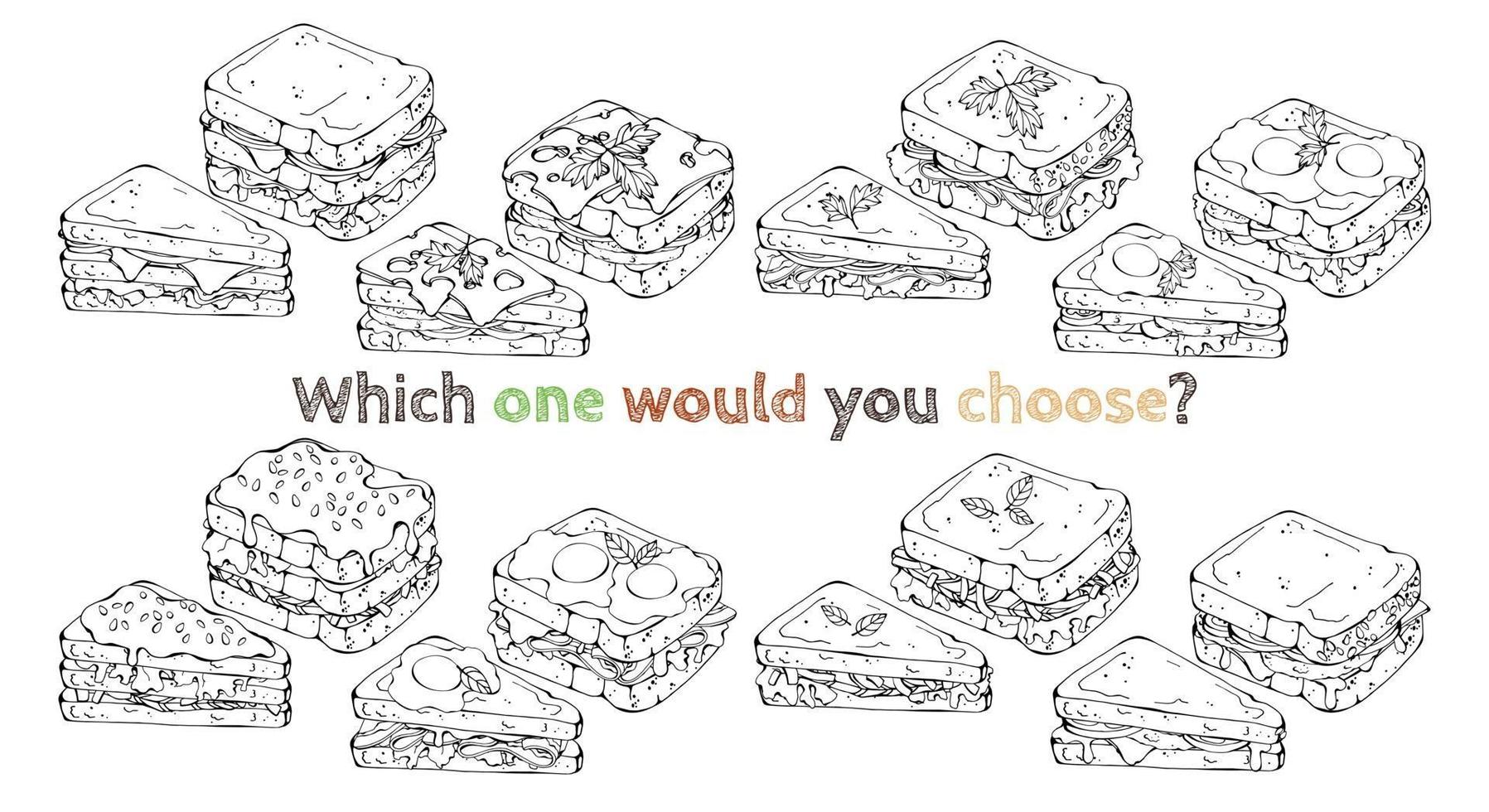 Set of different kinds of vector sandwiches