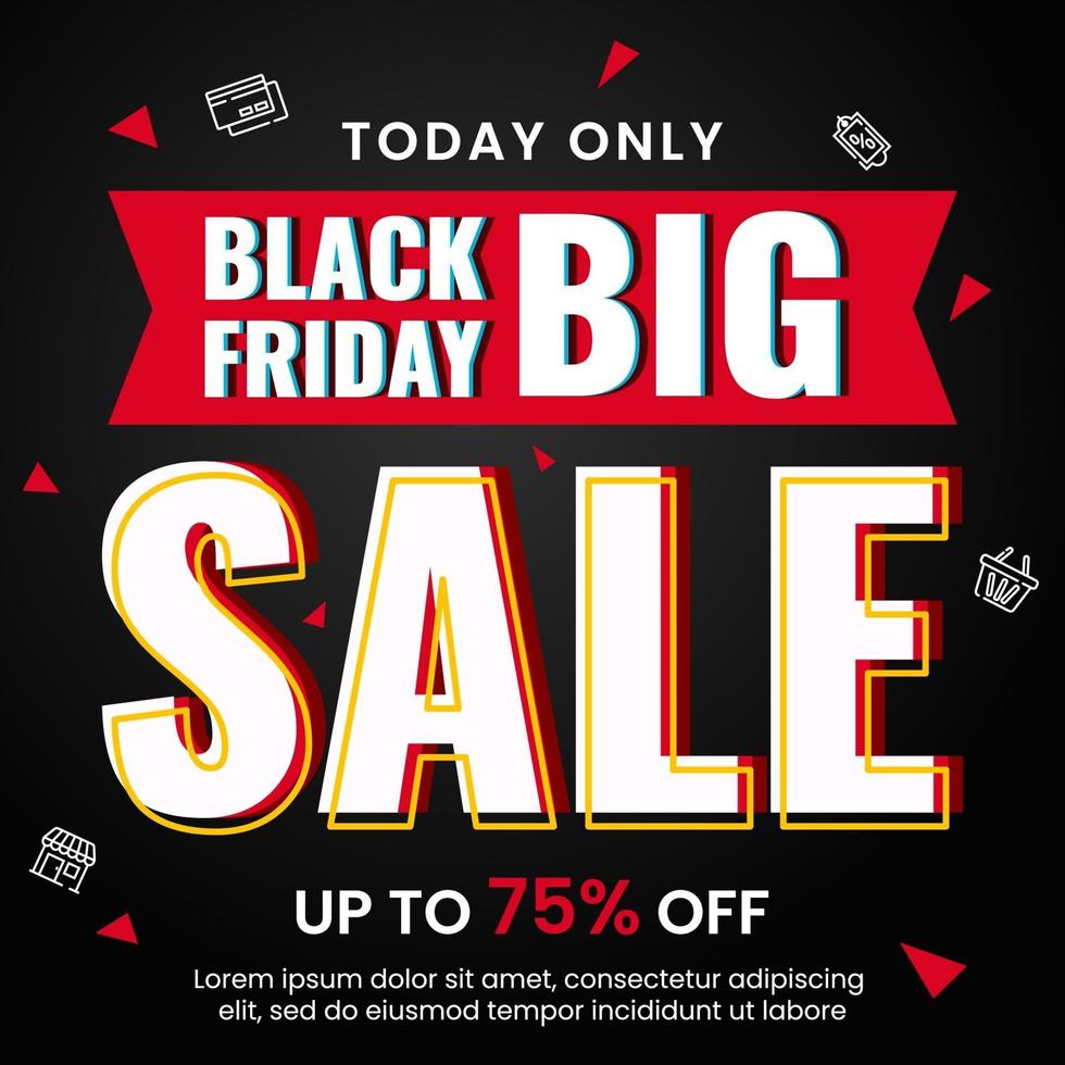 Black friday sale shopping banner template vector