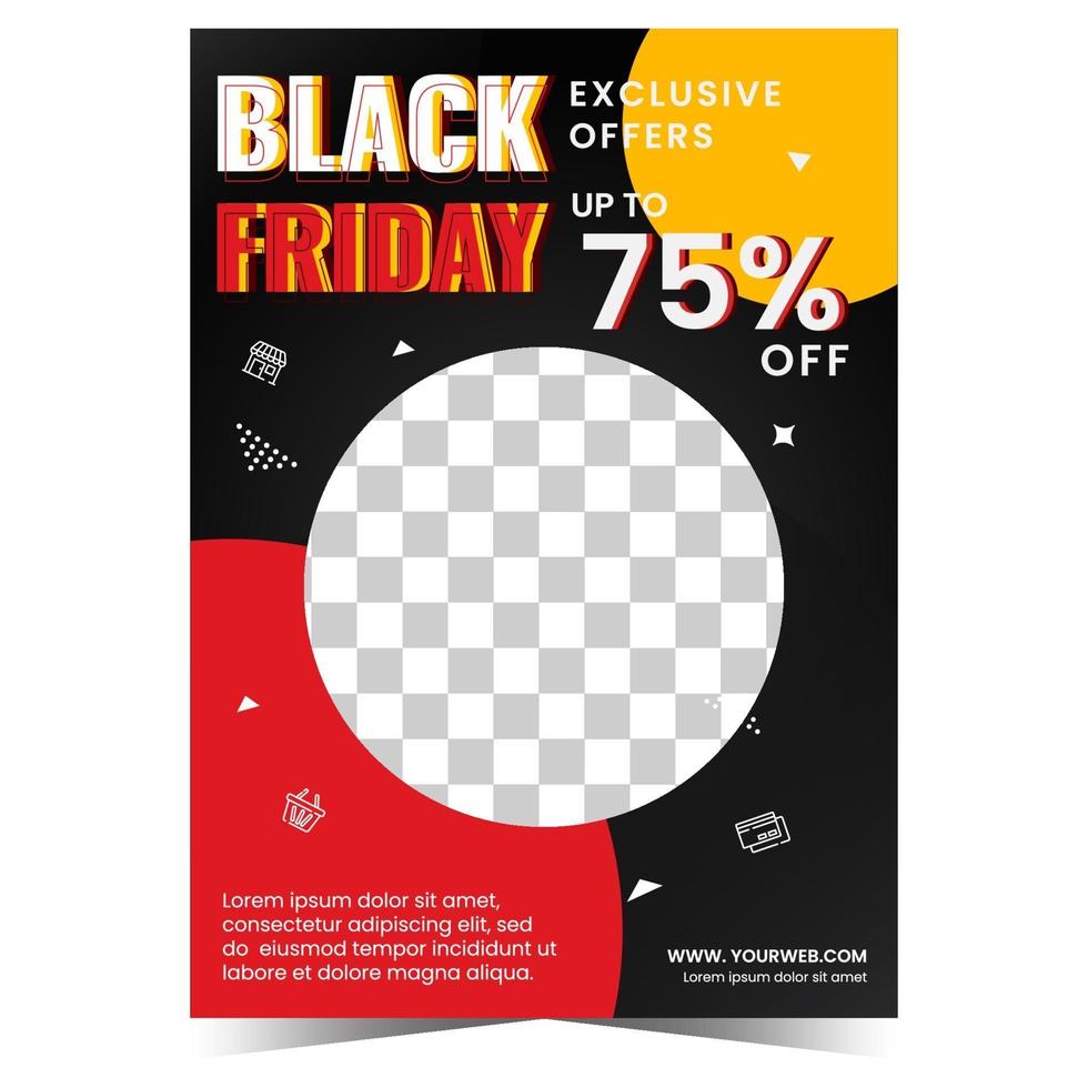 Flat design black friday flyer template with photo vector