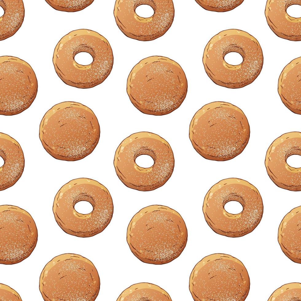 Pattern of donuts decorated with powdered sugar vector