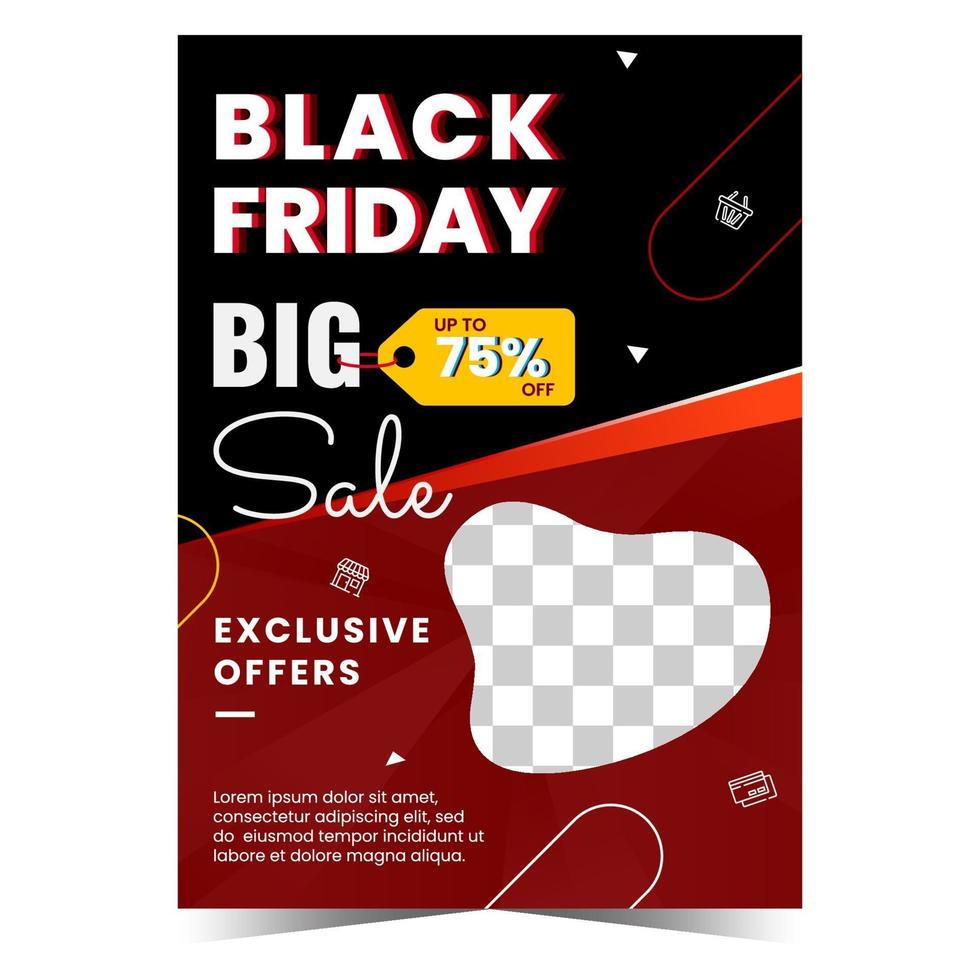 Black friday flyer template with photo vector