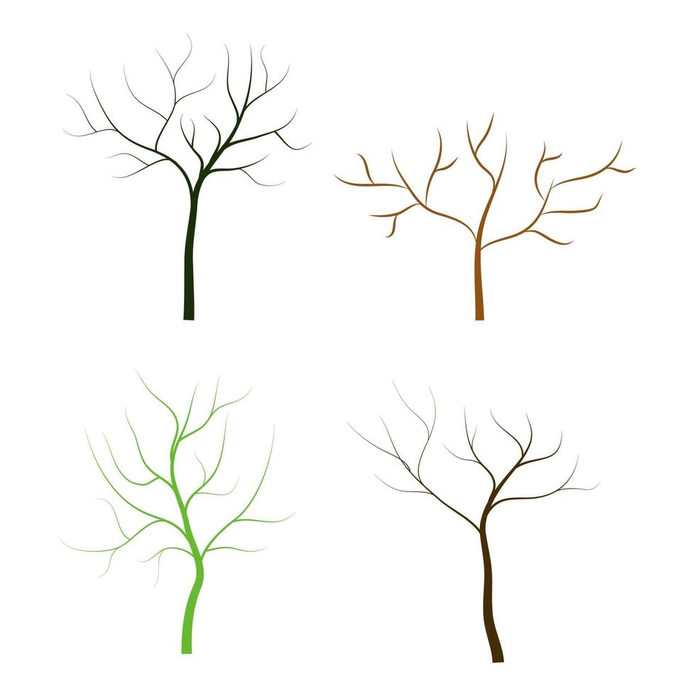 Set Of Dry Trees On White Background vector