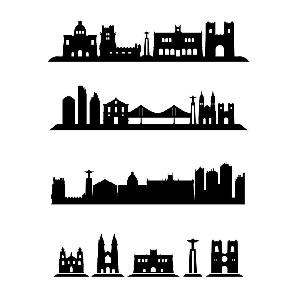 Lisbon Skyline Set On White Background vector