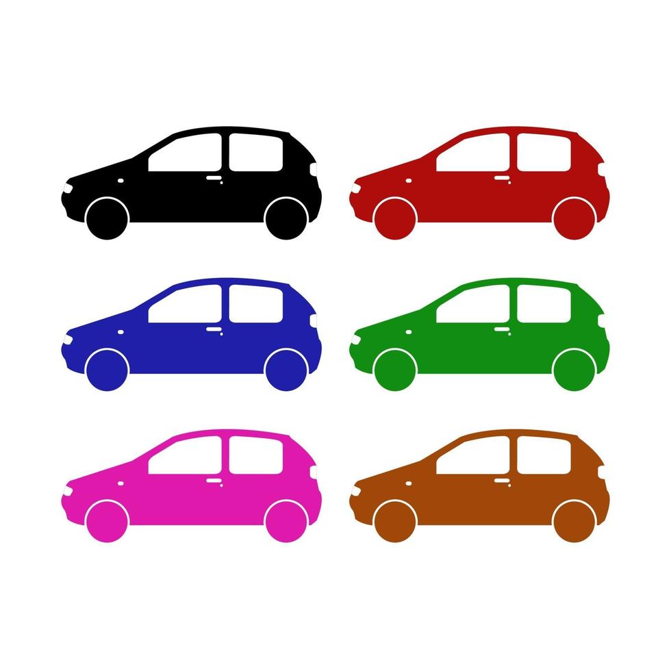 conjunto de coche sobre fondo blanco vector