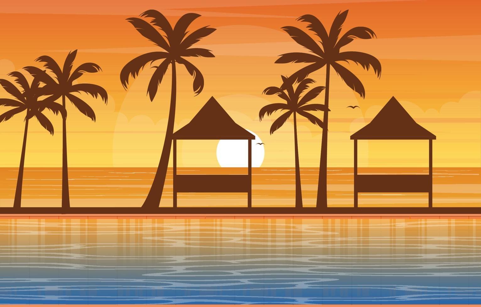 Hotel Outdoor Swimming Pool with View of Palm Trees vector