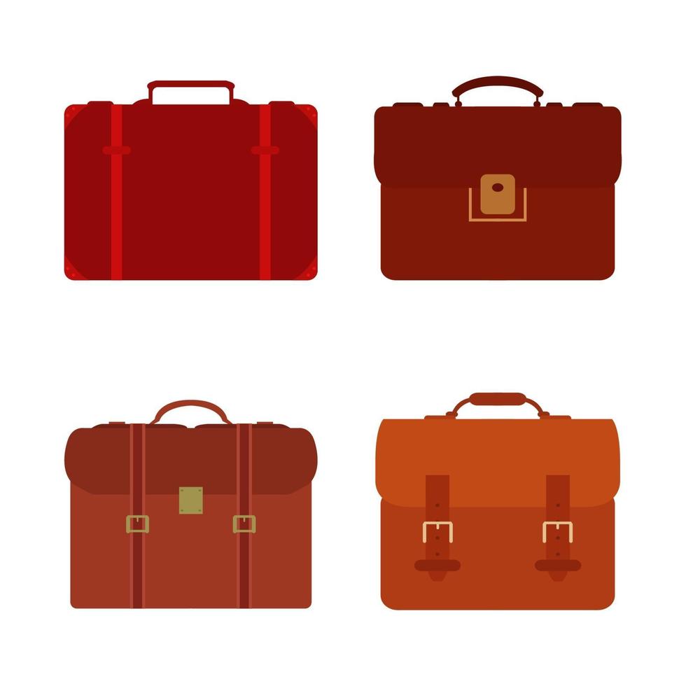 Set Of Work Suitcase On White Background vector
