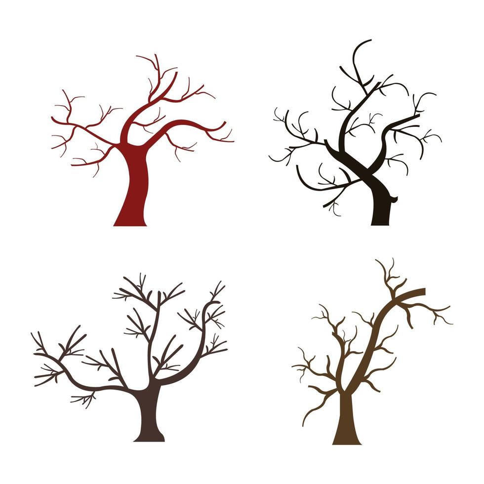 Set Of Dry Trees On White Background vector