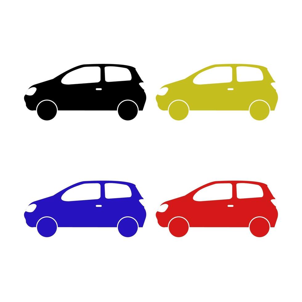 conjunto de coche sobre fondo blanco vector