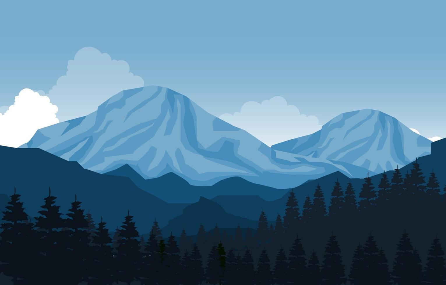 ilustración de paisaje de bosque de montaña tranquila vector