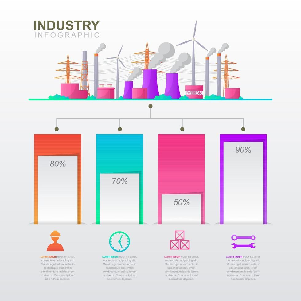 infografía de gráfico de barras de negocios industriales vector