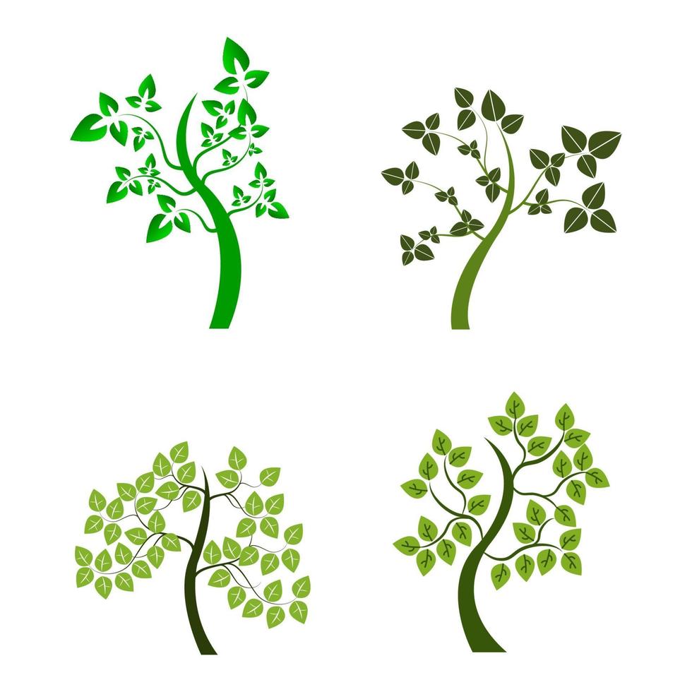 Set Of Trees On White Background vector