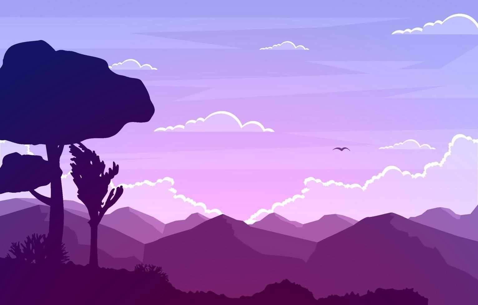 ilustración de paisaje de bosque de montaña tranquila vector