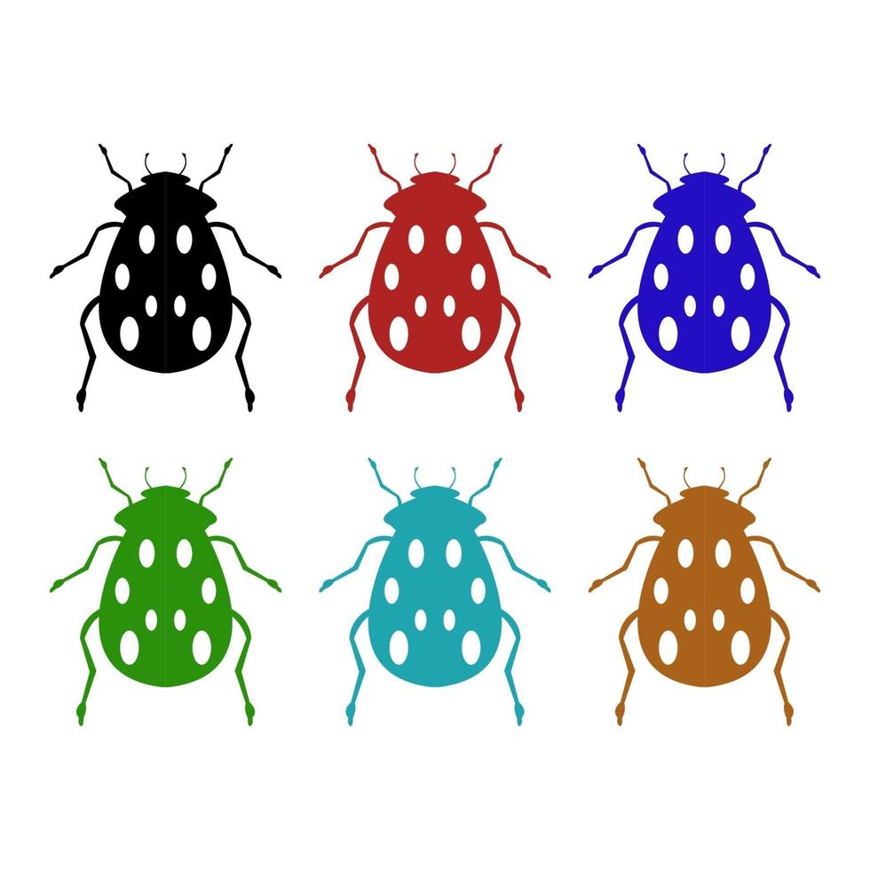 Set Of Ladybug On White Background vector