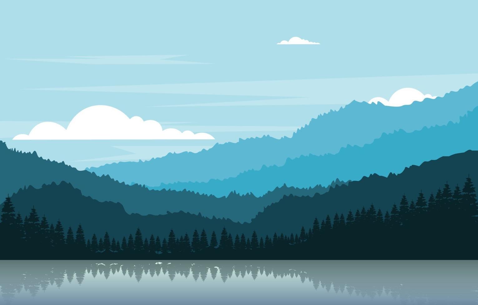 Calm Mountain Forest Landscape Illustration vector