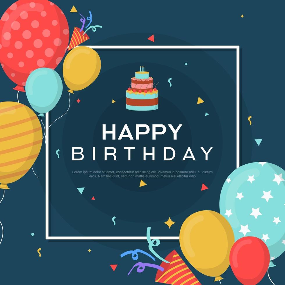 Happy Birthday Card with Balloons and Confetti vector