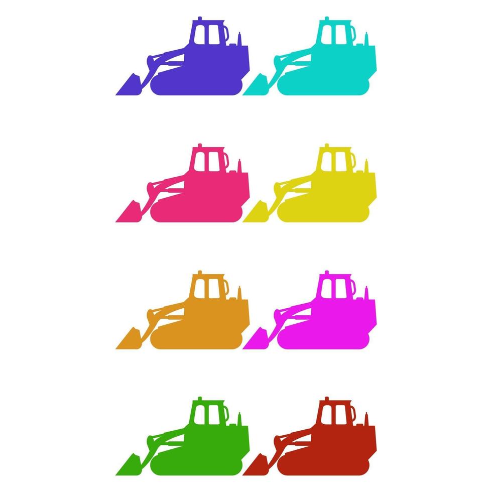 Set Of Excavator On White Background vector