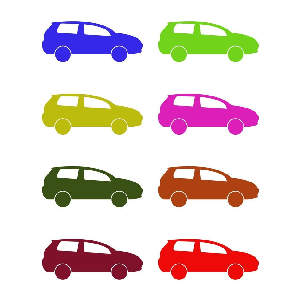 conjunto de coche sobre fondo blanco vector