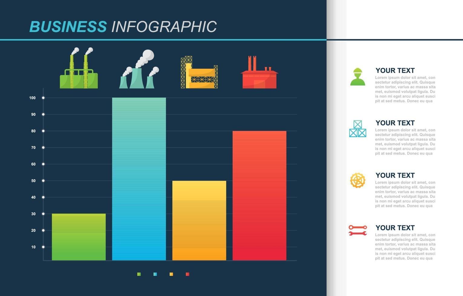 infografía de gráfico de barras de negocios industriales vector