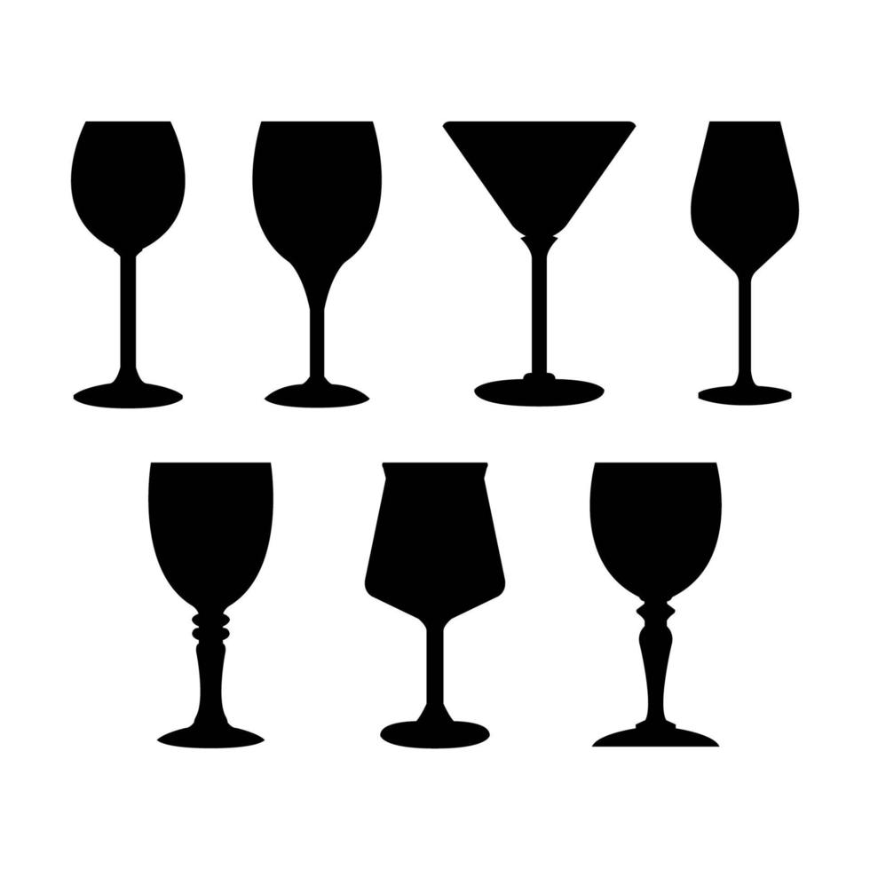 Juego de copas de vino sobre fondo blanco. vector