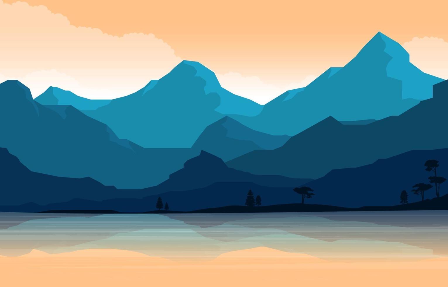 ilustración de paisaje de bosque de montaña tranquila vector