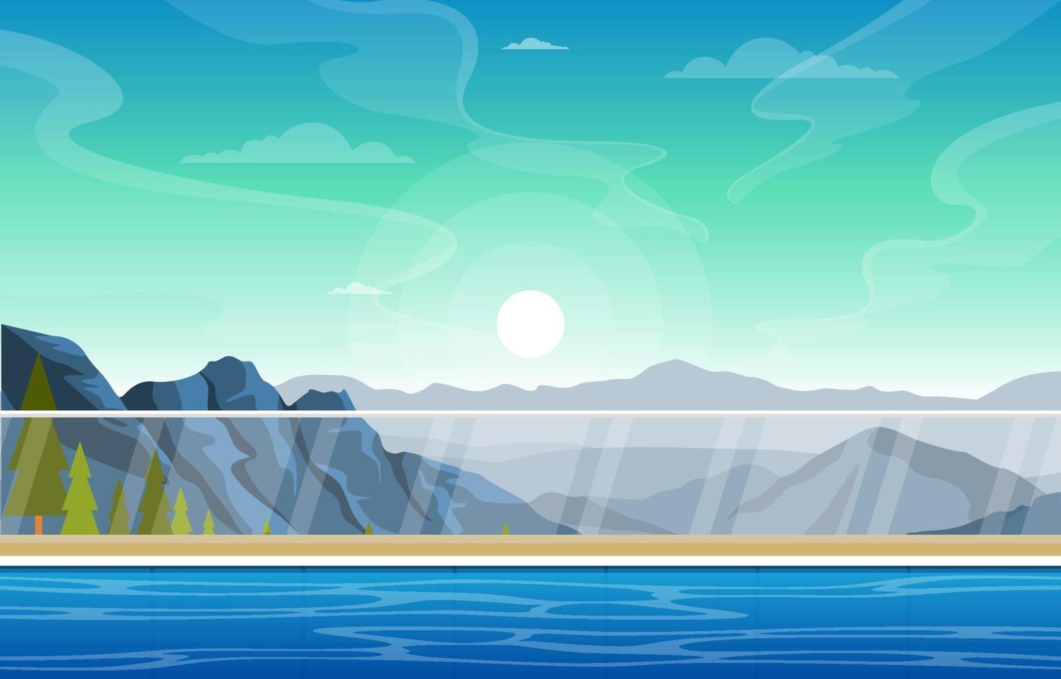 Hotel Outdoor Swimming Pool with View of Mountains vector
