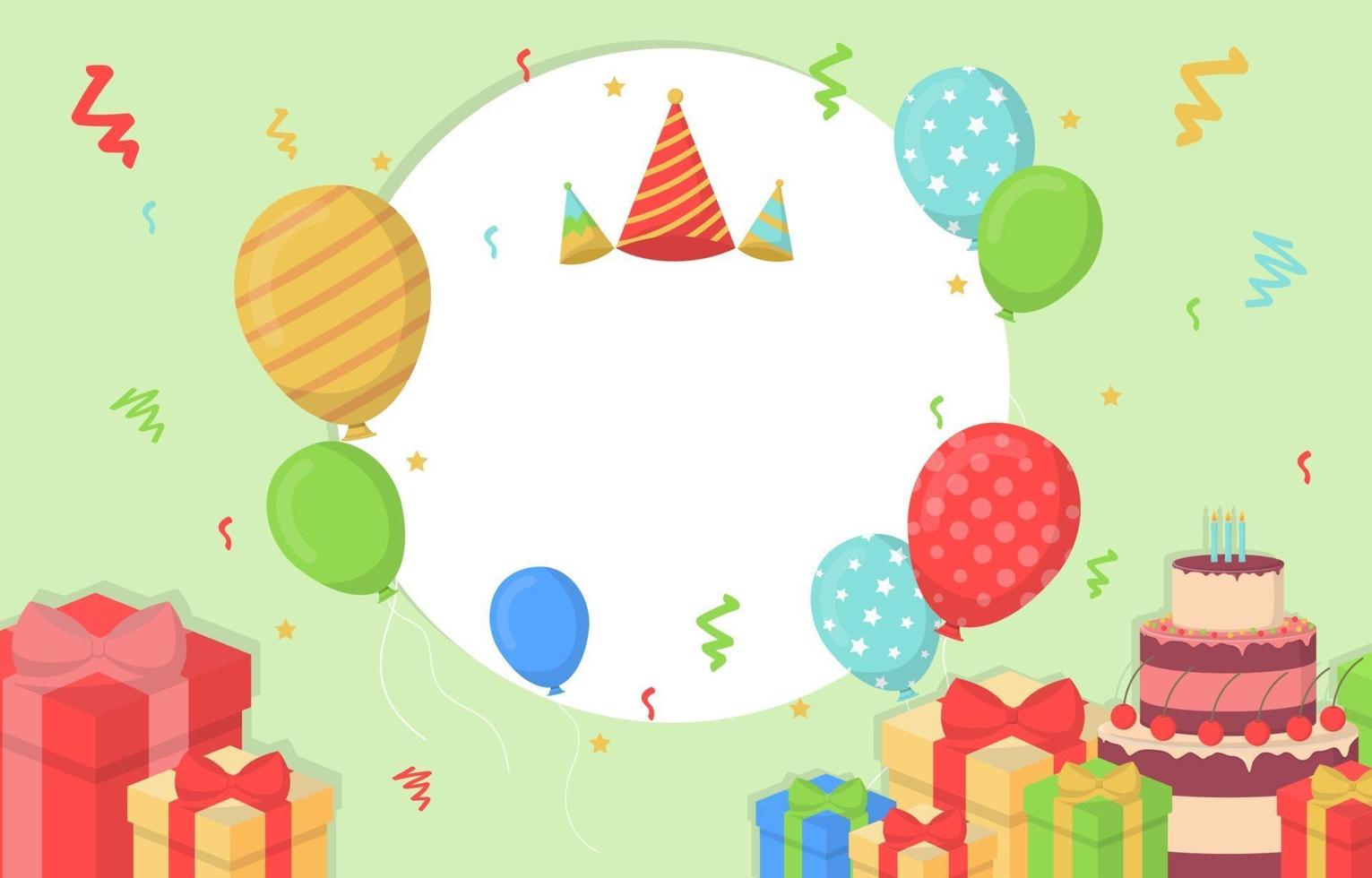 Happy Birthday Card with Confetti and Balloons vector