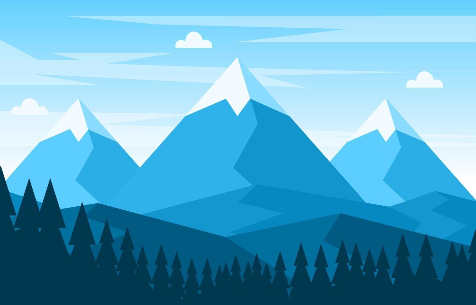 Calm Mountain Forest Nature Scene Illustration vector