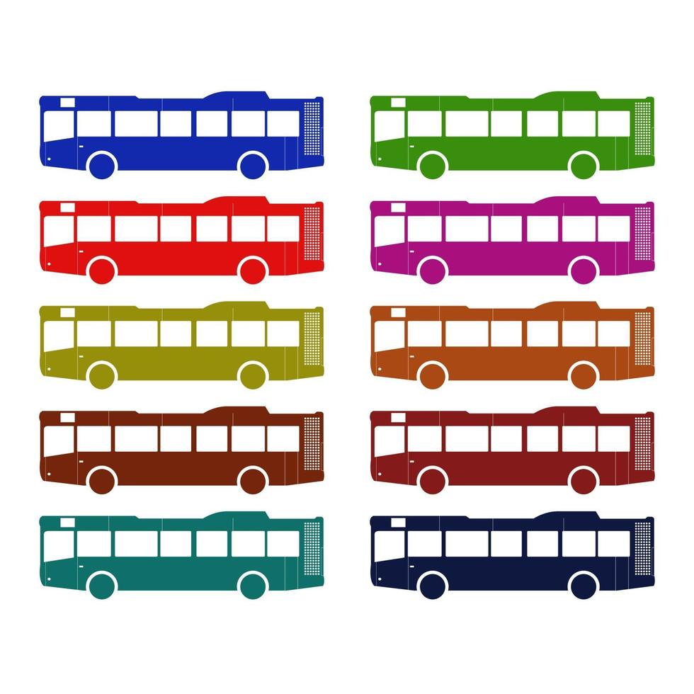 Set Of City Bus On White Background vector