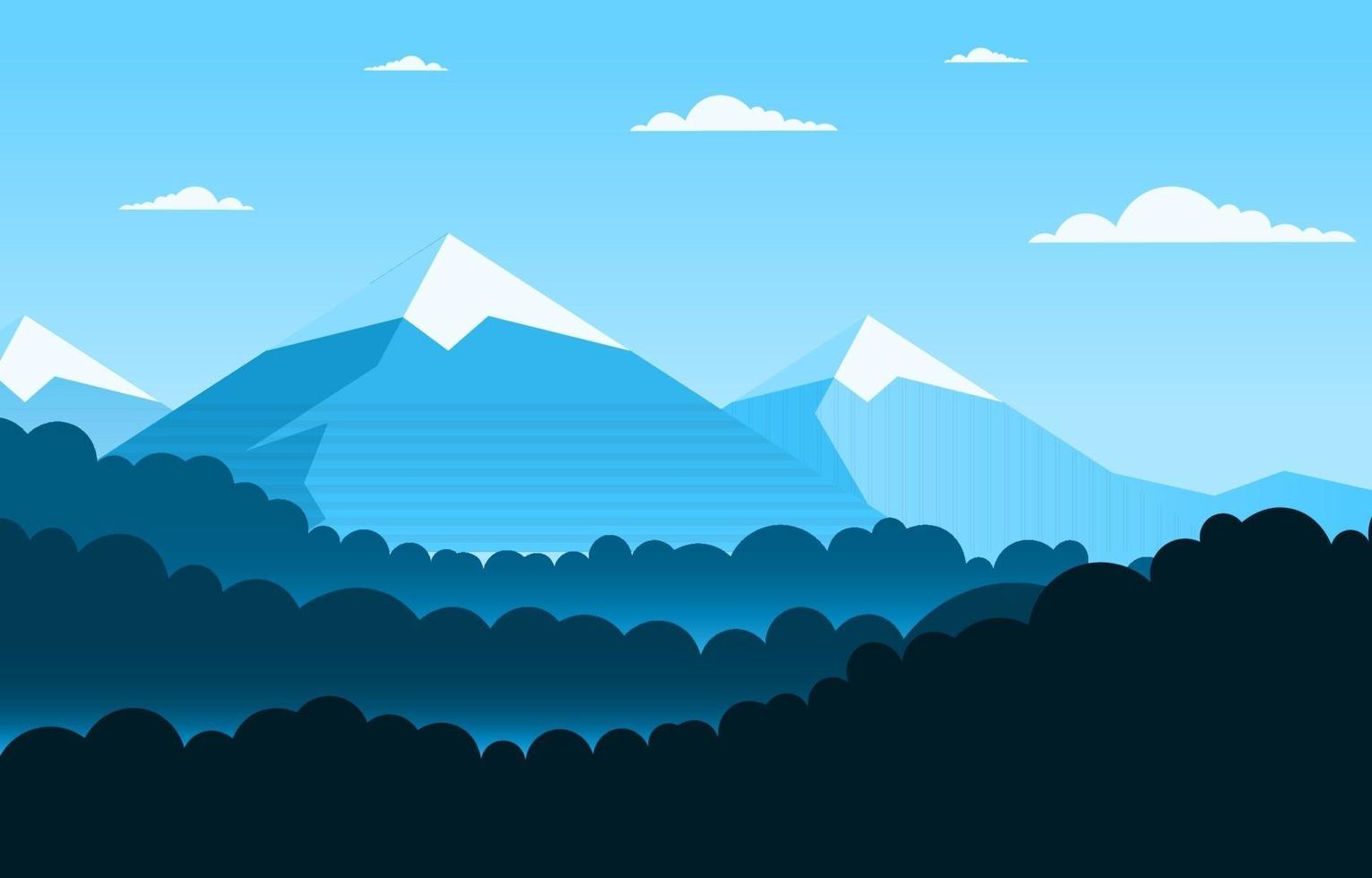 Calm Mountain Forest Nature Scene Illustration vector