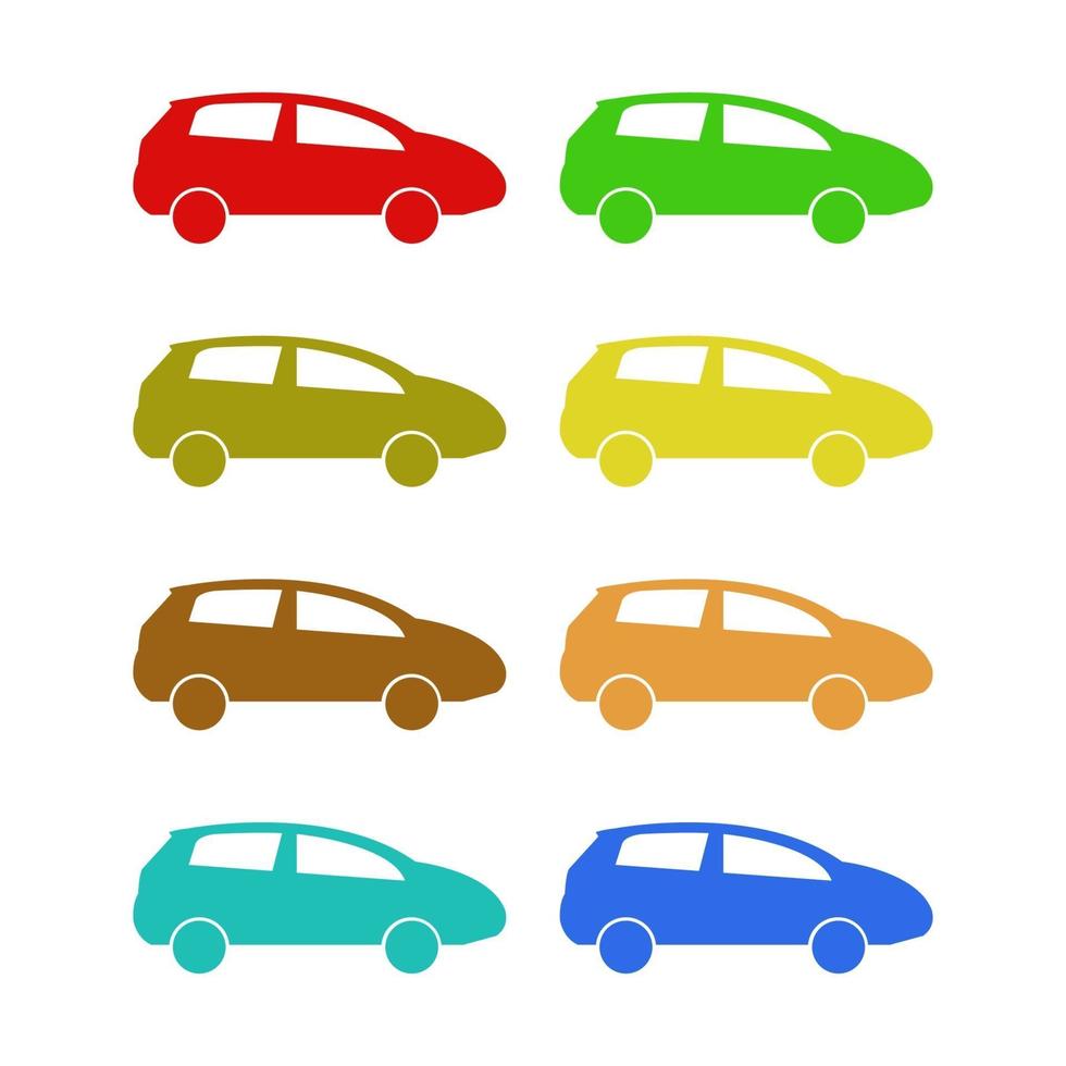 conjunto de coche sobre fondo blanco vector