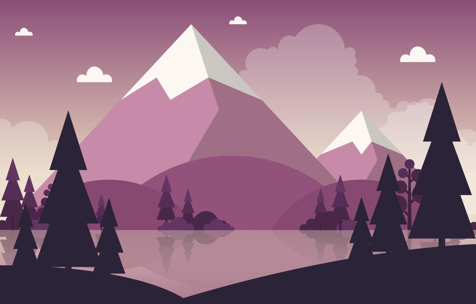 Calm Mountain Forest Nature Scene Illustration vector