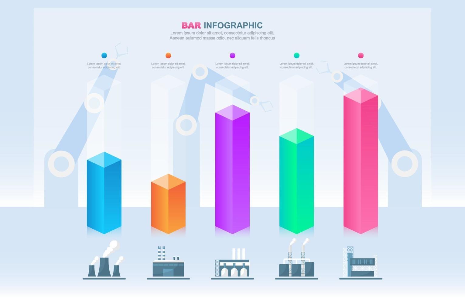 Industrial Business Bar Chart Infographic vector