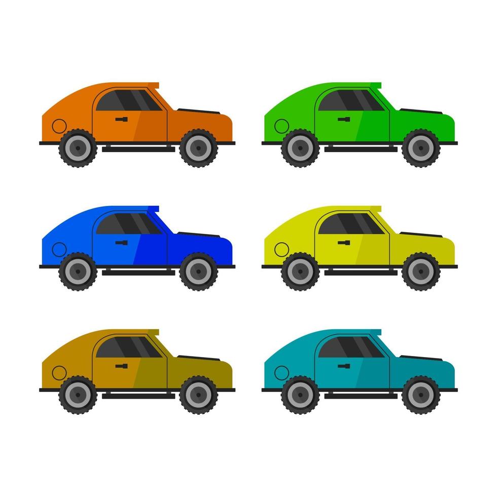 conjunto de coche sobre fondo blanco vector