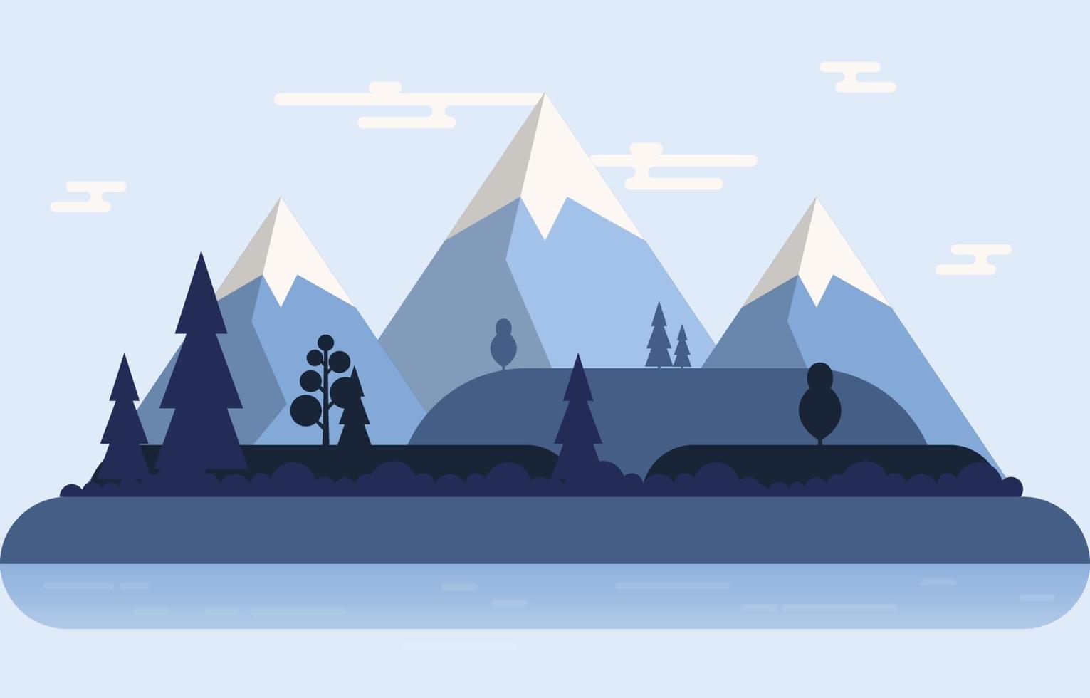 ilustración de escena de naturaleza de bosque de montaña tranquila vector