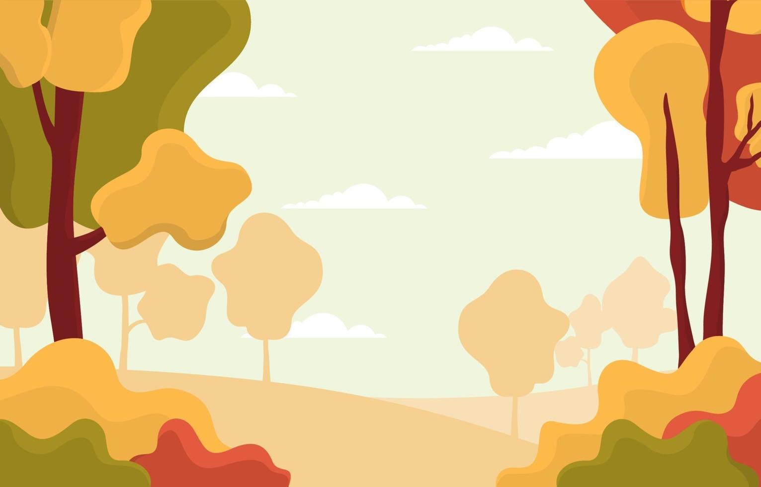 Golden Autumn Park Scene with Trees vector