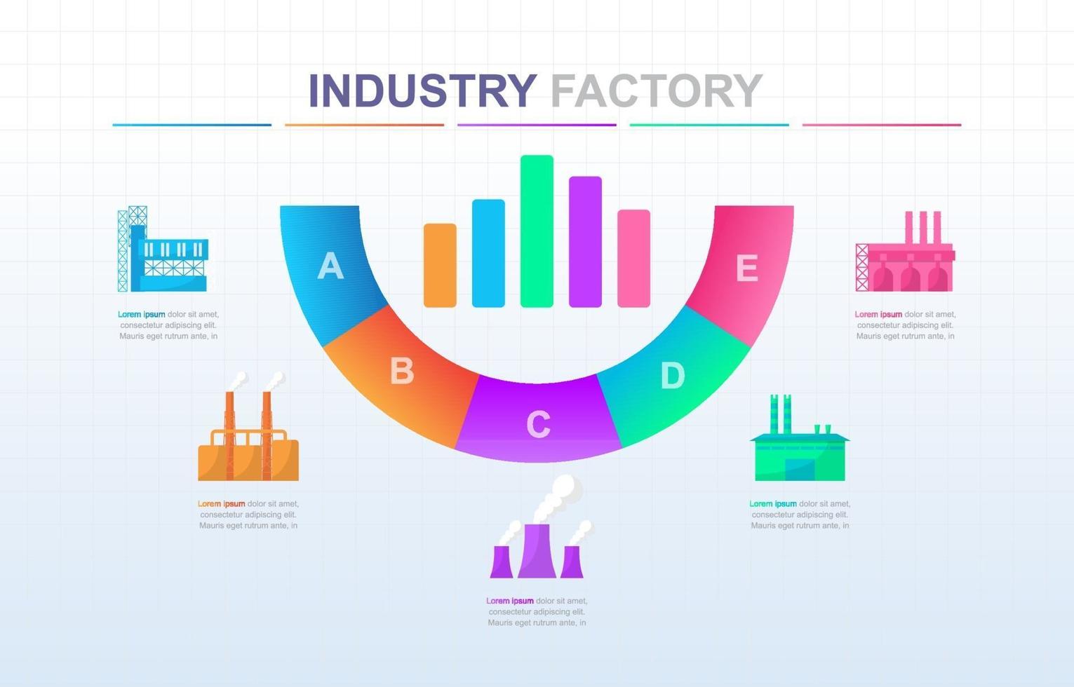 Infografía de negocios industriales con opciones de colores. vector