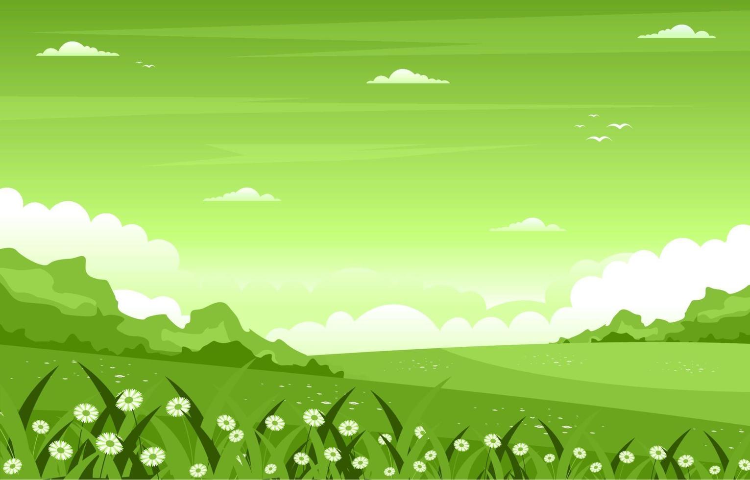 Summer Scene with Field and Sky Illustration vector