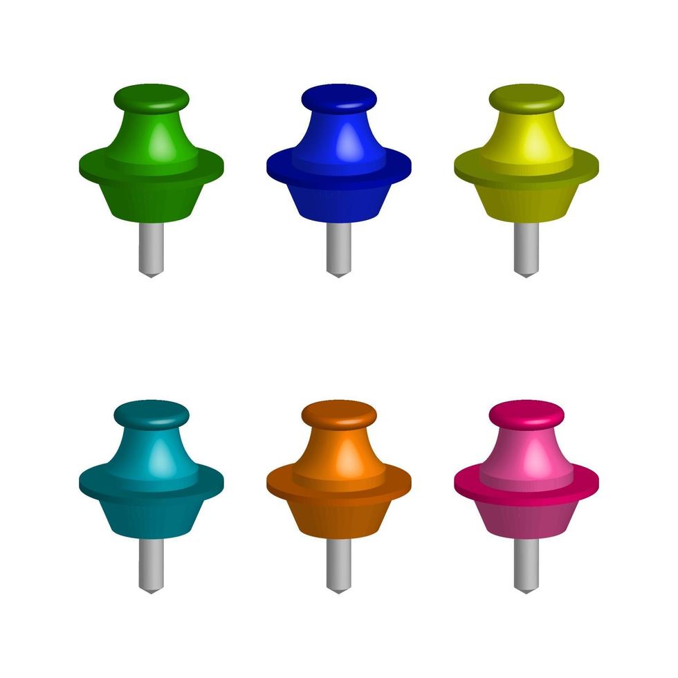 Set Of Push Pins On White Background vector