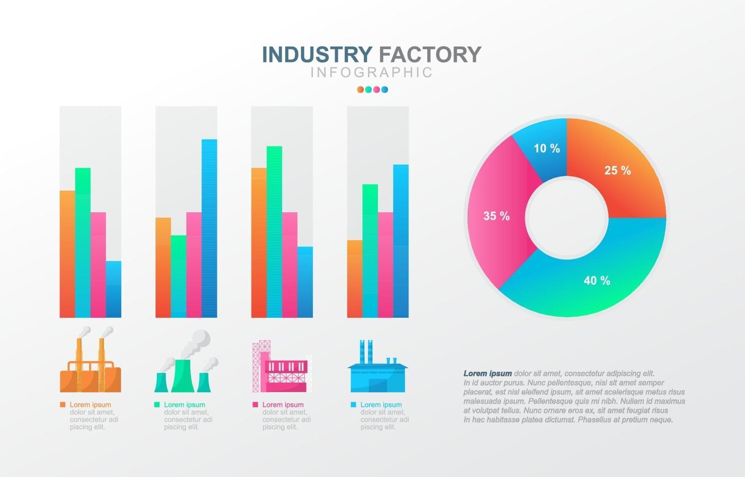 infografía de gráfico de barras de negocios industriales vector