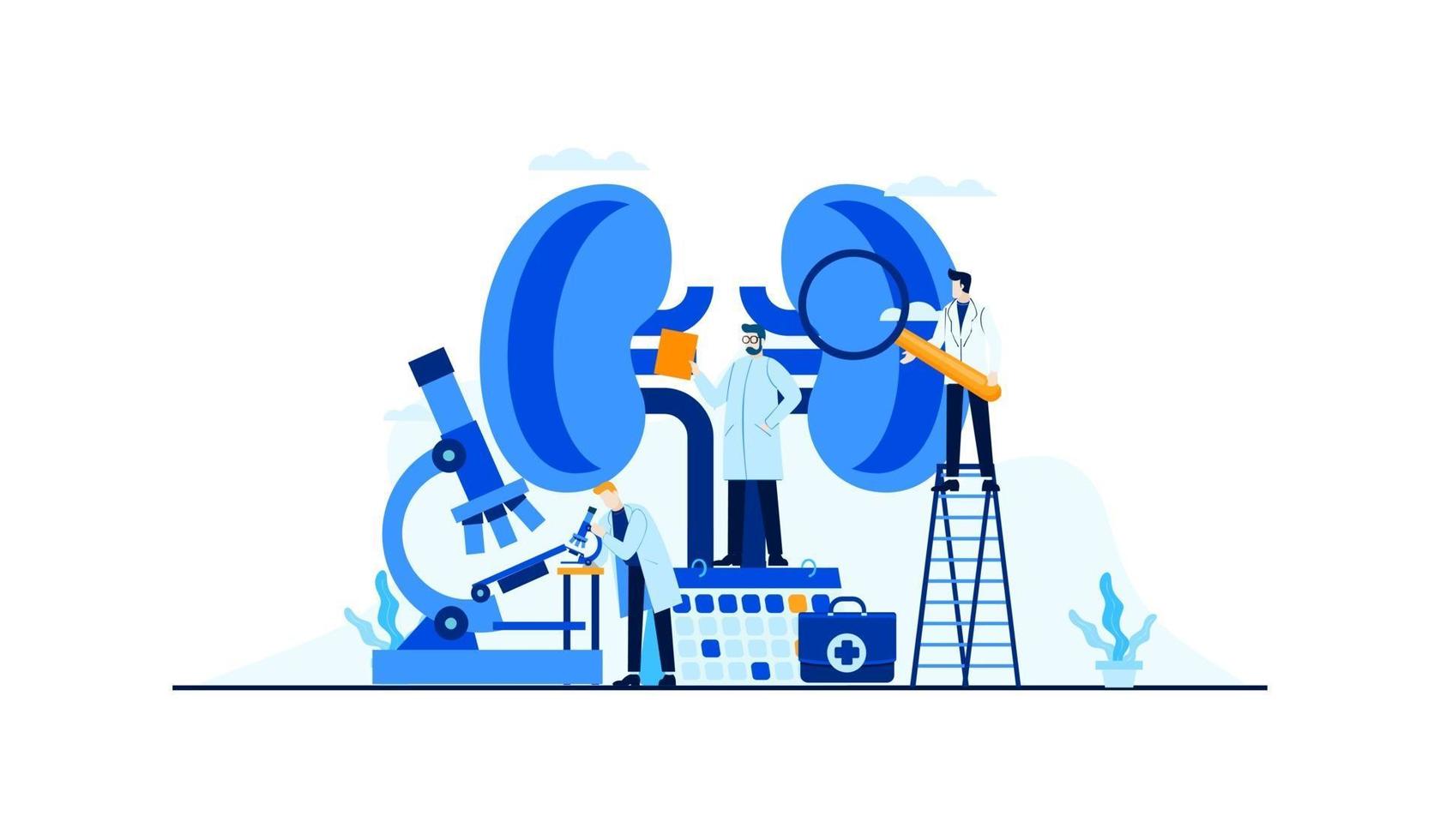 Kidney disease vector flat illustration blood test sugar level doctor's