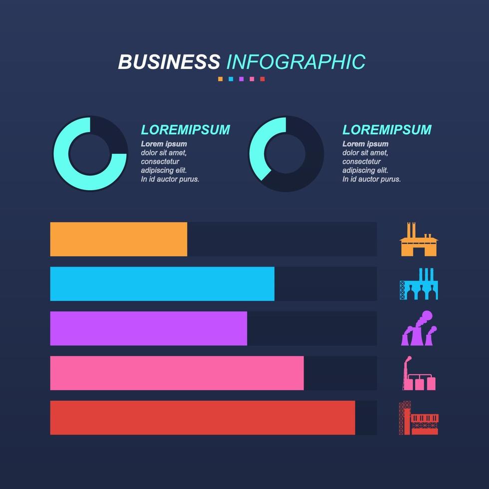 infografía de gráfico de barras de negocios industriales vector