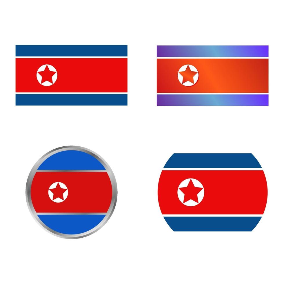 North Korea Flag Set On White Background vector