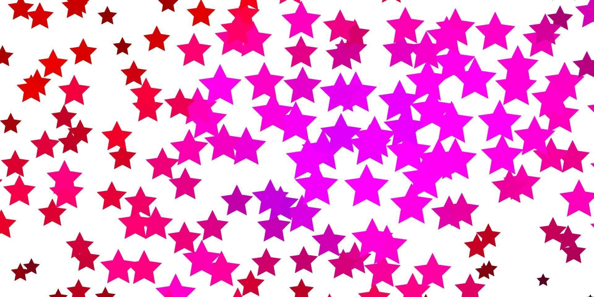 Dark Pink vector background with small and big stars.