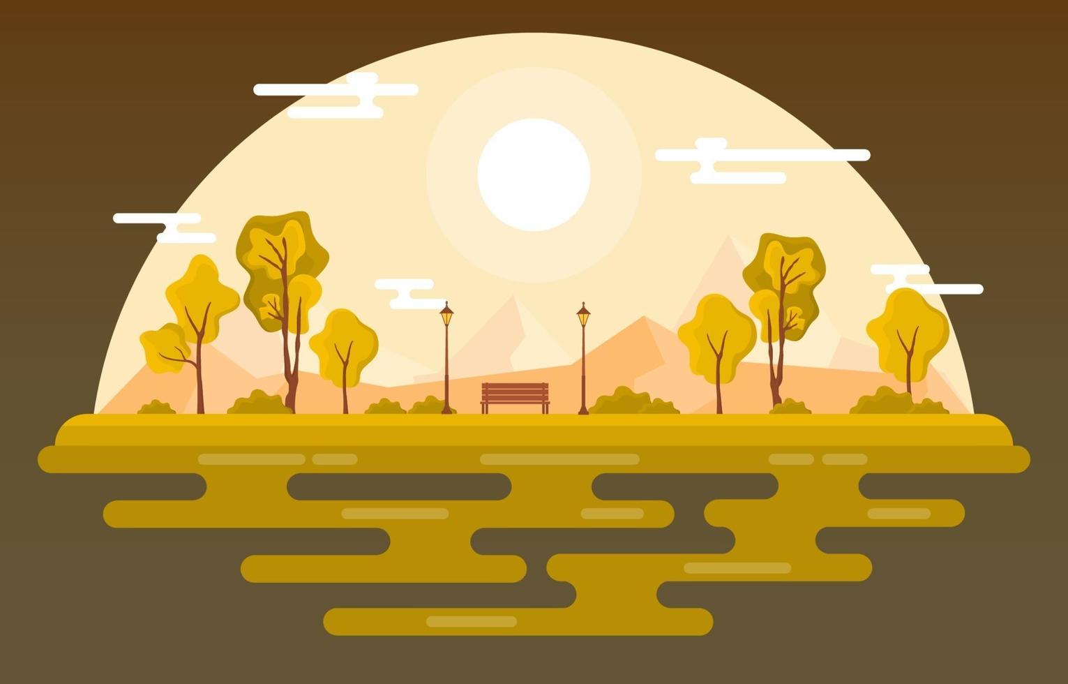 Autumn Park Scene with Trees and Bench vector